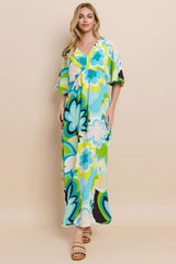 ODDI Floral Printed Slit Maxi Dress