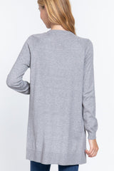 ACTIVE BASIC Open Front Long Sleeve Cardigan - Admiresty