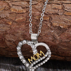Alloy Inlaid Zircon Heart Pendant Necklace - Admiresty