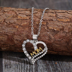 Alloy Inlaid Zircon Heart Pendant Necklace - Admiresty