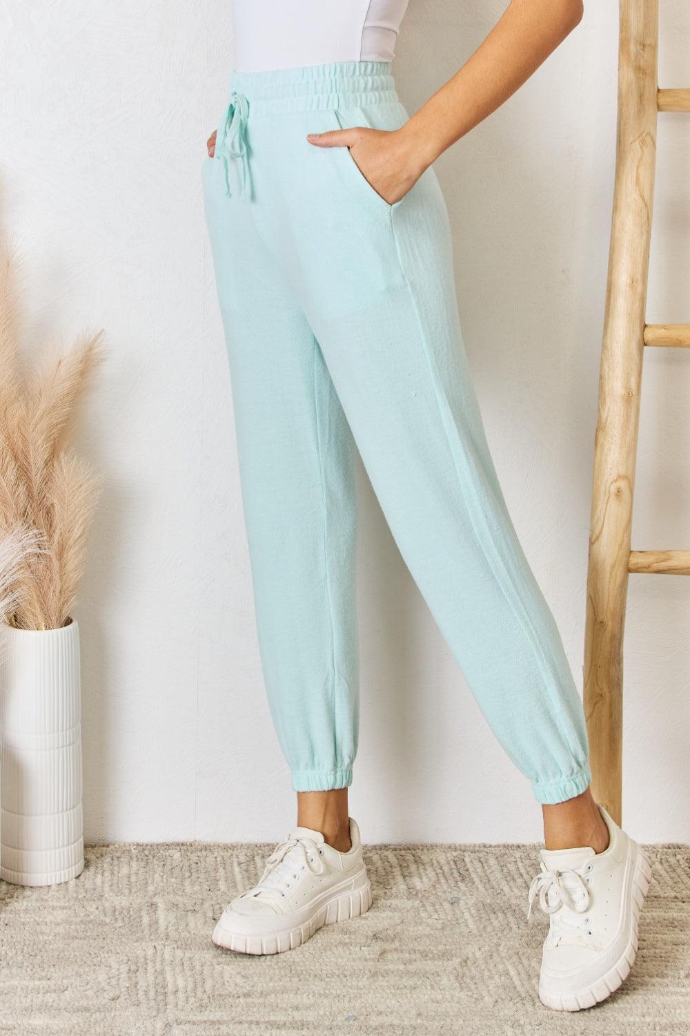 RISEN Full Size Drawstring Ultra Soft Knit Joggers