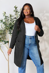 Basic Bae Full Size Hooded Sweater Cardigan - Admiresty
