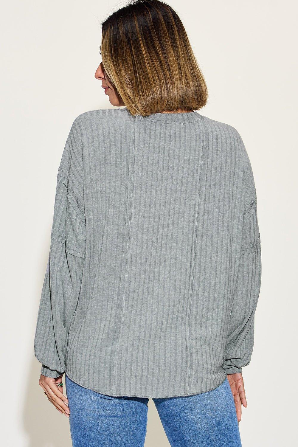 Basic Bae Full Size Ribbed Round Neck Long Sleeve T - Shirt - Admiresty