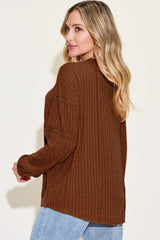 Basic Bae Full Size Ribbed Round Neck Long Sleeve T - Shirt - Admiresty