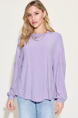 Basic Bae Full Size Ribbed Round Neck Long Sleeve T - Shirt - Admiresty