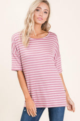 BOMBOM Striped Round Neck Half Sleeve T - Shirt - Admiresty