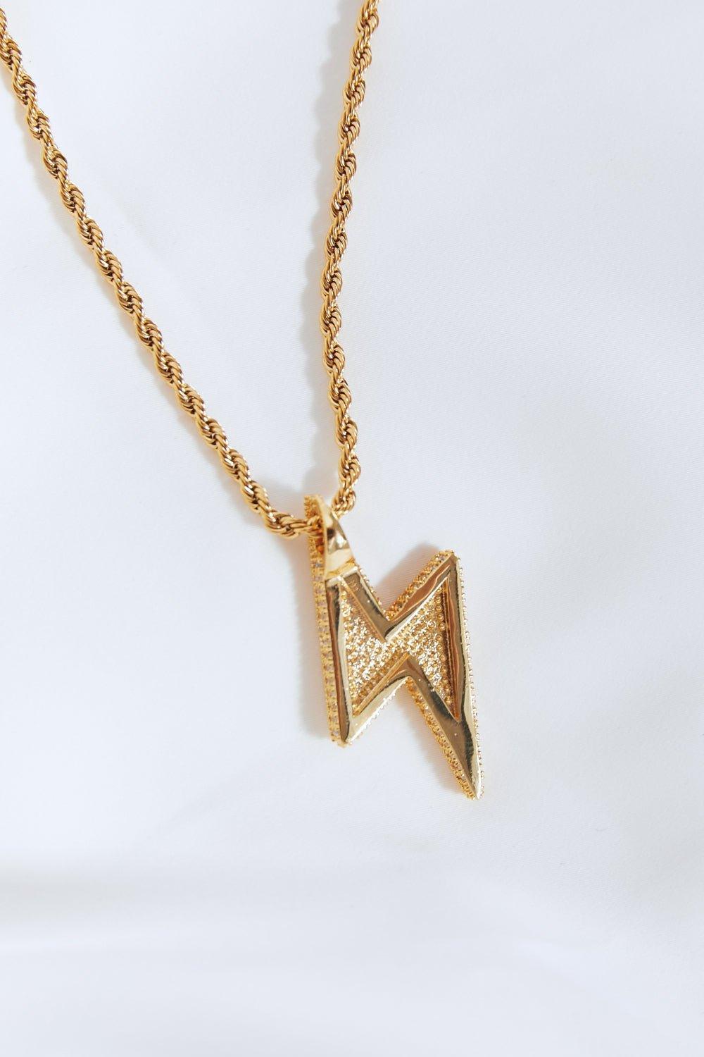 Brass Lightning Pendant Necklace - Admiresty