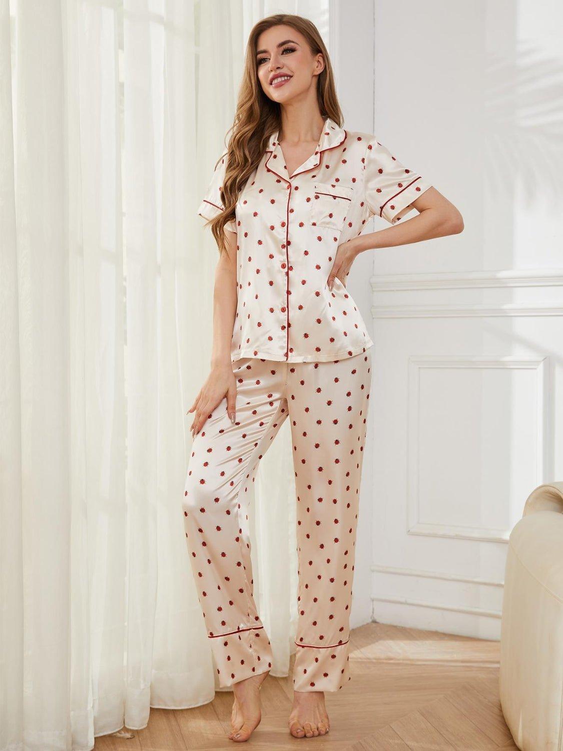 Contrast Piping Pocketed Top and Pants Lounge Set - Admiresty